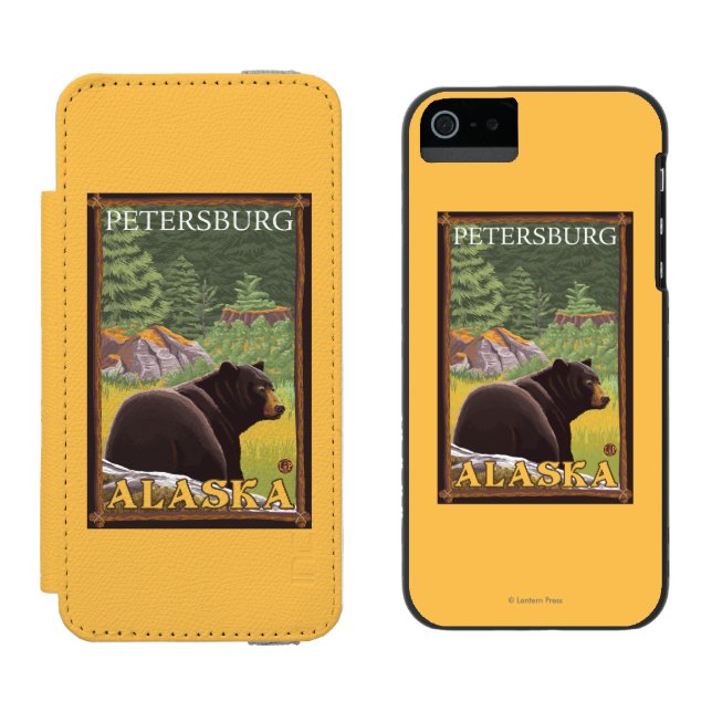 Black Bear in Forest - Petersburg, Alaska Incipio iPhone Wallet Case (Side by Side)