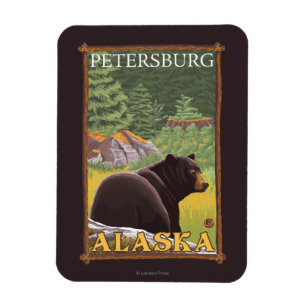 Black Bear in Forest - Petersburg, Alaska Magnet