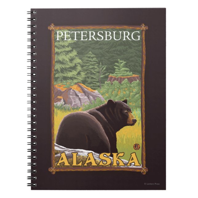 Black Bear in Forest - Petersburg, Alaska Notebook (Front)