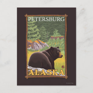 Black Bear in Forest - Petersburg, Alaska Postcard