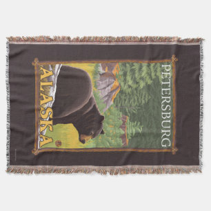 Black Bear in Forest - Petersburg, Alaska Throw Blanket
