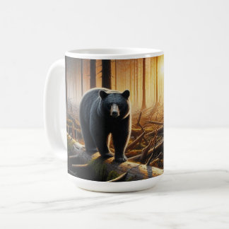 Black Bear in Forest Scene Coffee Mug