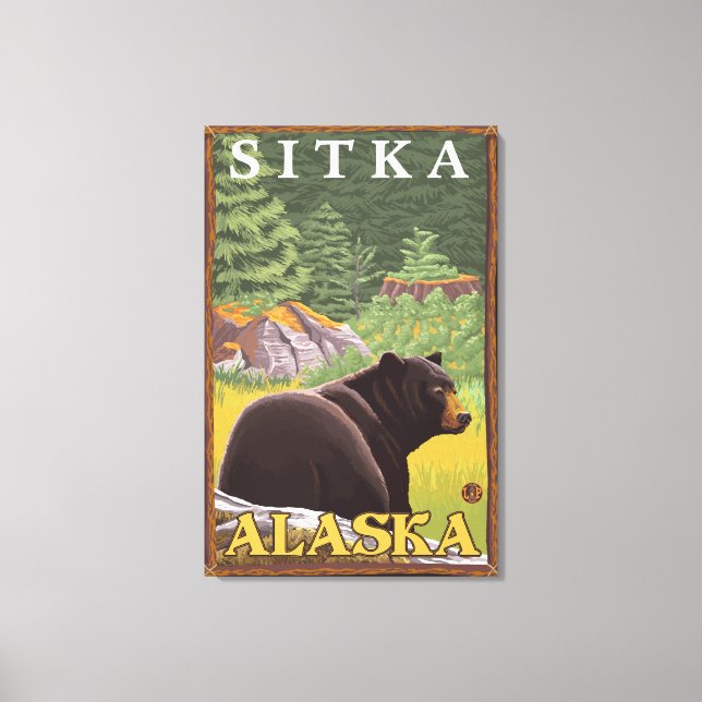 Black Bear in Forest - Sitka, Alaska Canvas Print (Front)
