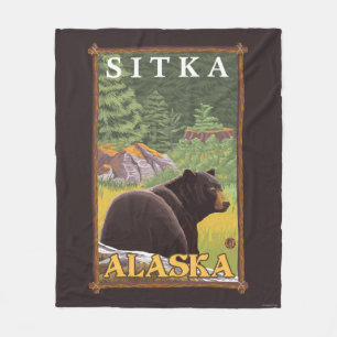 Black Bear in Forest - Sitka, Alaska Fleece Blanket