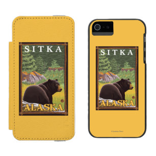 Black Bear in Forest - Sitka, Alaska Incipio Watson™ iPhone 5 Wallet Case