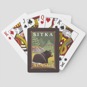 Black Bear in Forest - Sitka, Alaska Playing Cards