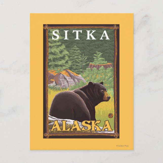 Black Bear in Forest - Sitka, Alaska Postcard (Front)