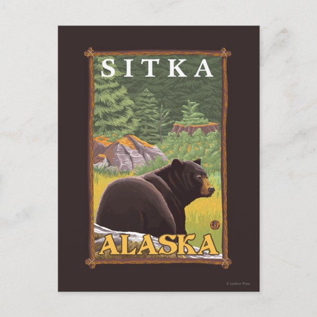 Black Bear in Forest - Sitka, Alaska Postcard (Front)