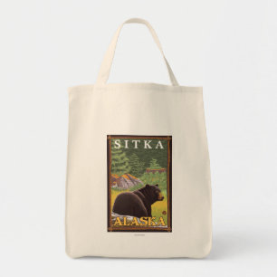 Black Bear in Forest - Sitka, Alaska Tote Bag