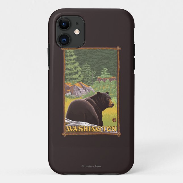 Black Bear in Forest - Washington Case-Mate iPhone Case (Back)