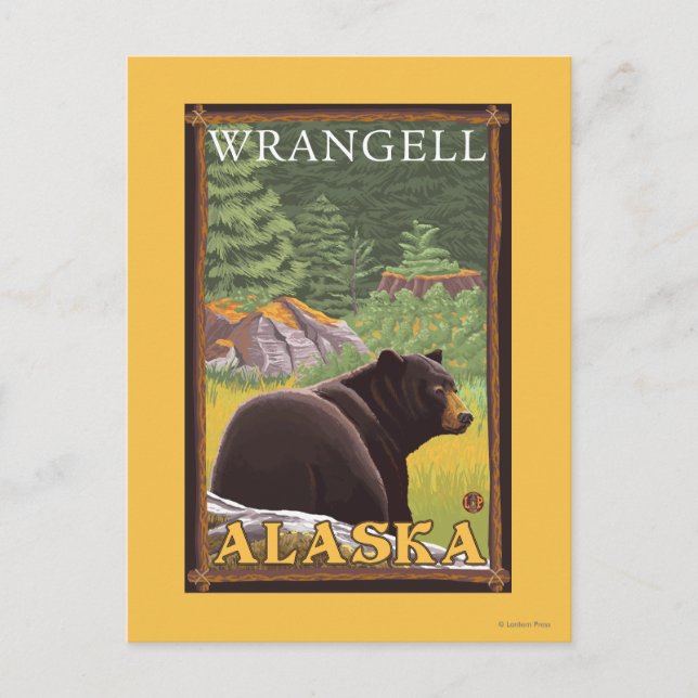 Black Bear in Forest - Wrangell, Alaska Postcard (Front)
