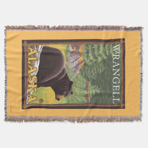 Black Bear in Forest - Wrangell, Alaska Throw Blanket