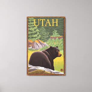 Black Bear in ForestUtah Canvas Print