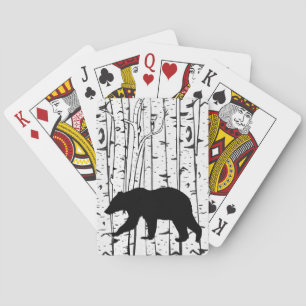 Black Bear in White Birch Trees Playing Cards
