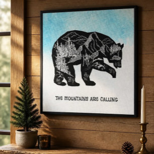 Black Bear Landscape Personalised Canvas Print