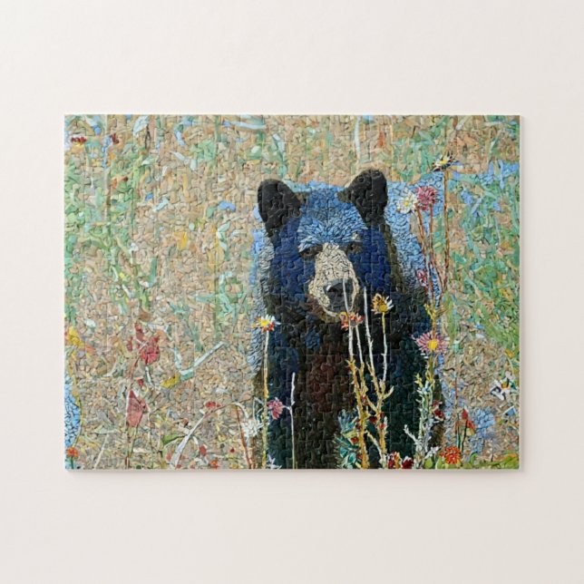 Black Bear Mosaic Pattern Print Jigsaw Puzzle (Horizontal)