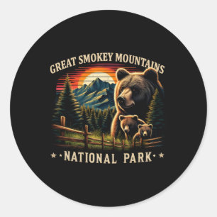 Black Bear Mother Great Smokey Mountains National  Classic Round Sticker