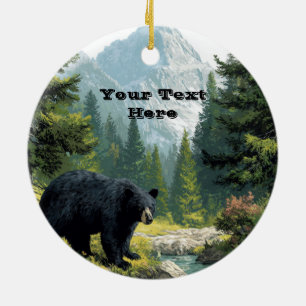 Black Bear Nature  Ceramic Tree Decoration