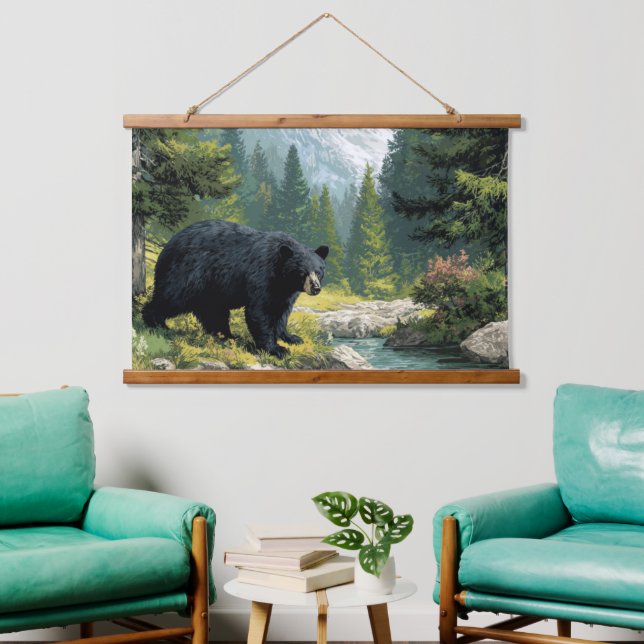 Black Bear Nature  Hanging Tapestry (Living Room)