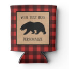 Black Bear On A Red And Black Plaid Personalised
