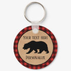 Black Bear On A Red And Black Plaid Personalised