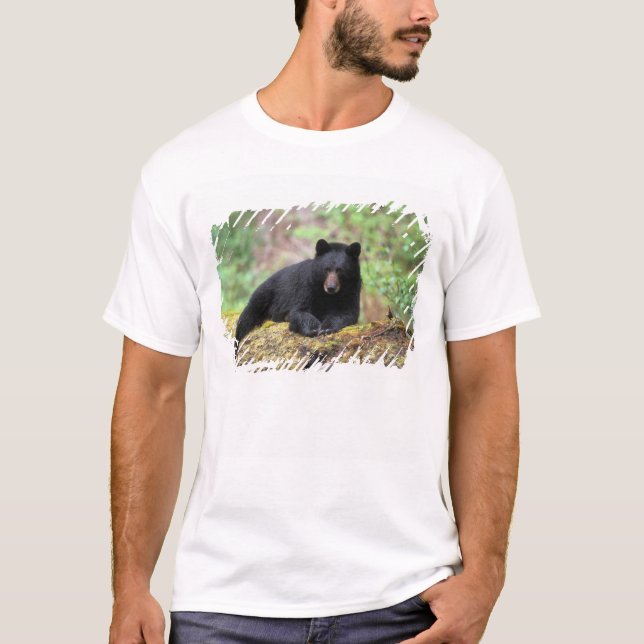 Black bear on an old growth log in the T-Shirt (Front)