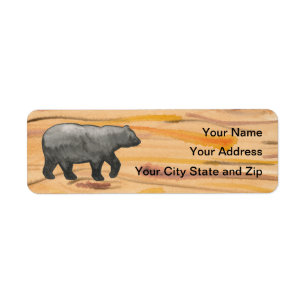 Black Bear on Wood Mailing Label