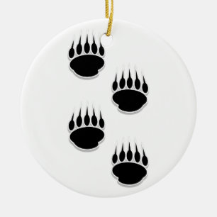 Black Bear Paw Prints Ceramic Tree Decoration