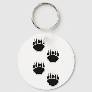 Black Bear Paw Prints Key Ring