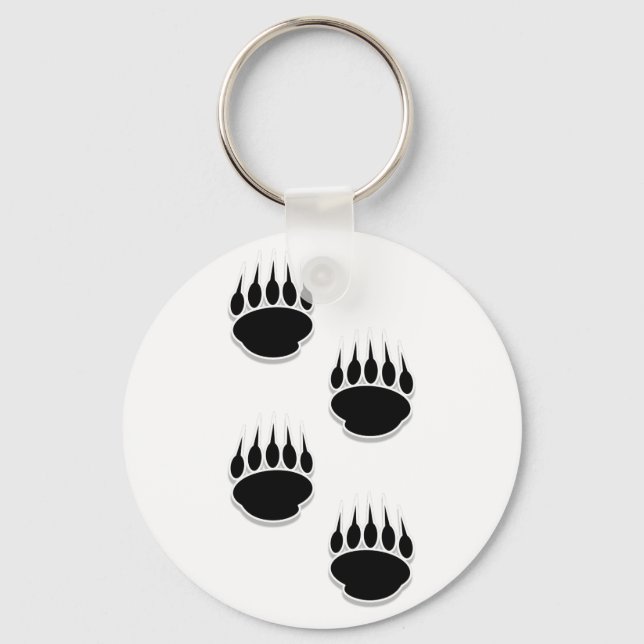 Black Bear Paw Prints Key Ring (Front)