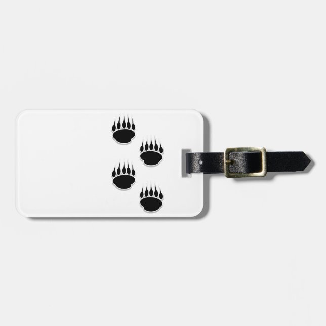 Black Bear Paw Prints Luggage Tag (Front Horizontal)