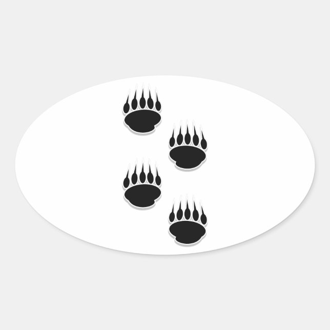 Black Bear Paw Prints Oval Sticker (Front)