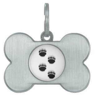 Black Bear Paw Prints Pet Tag