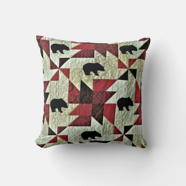 Black Bear Quilt Cushion (Front)