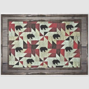 Black Bear Quilt Rustic Wood Tissue Paper