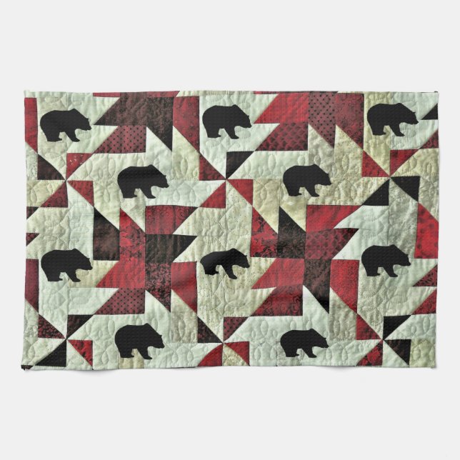 Black Bear Quilt Tea Towel (Horizontal)