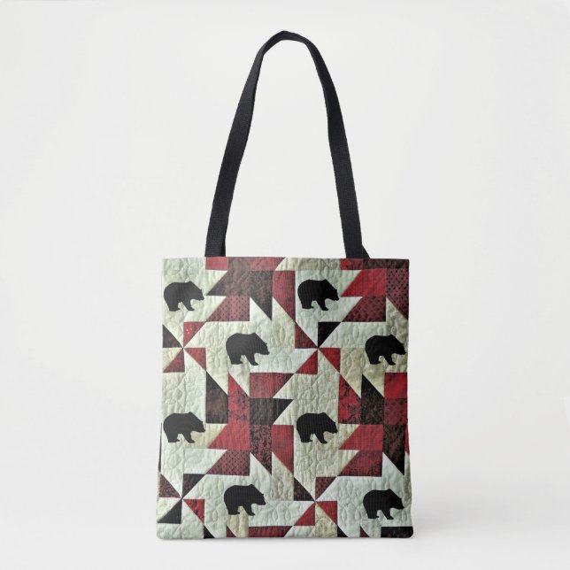 Black Bear Quilt Tote Bag (Front)