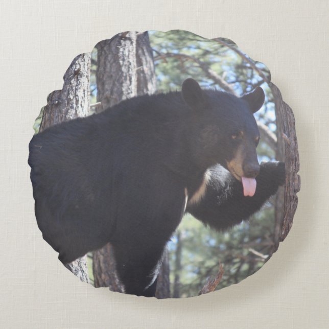 Black Bear Round Cushion (Front)