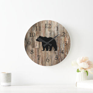 Black Bear Rustic Cabin Wall Clock