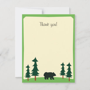 BLACK BEAR Rustic Flat Thank you note card