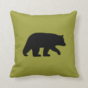 Black Bear Silhouette - Customisable Colour Cushion