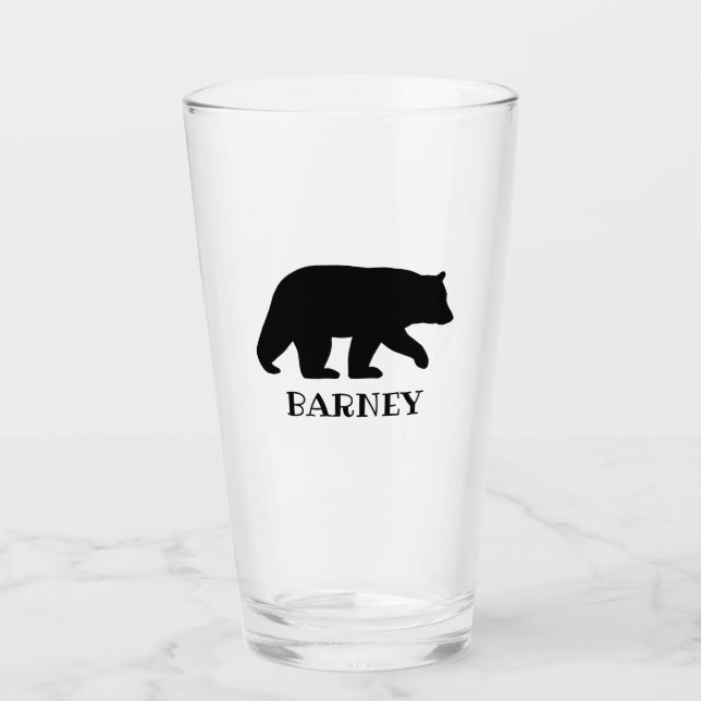 Black Bear Silhouette Personalised Wildlife Lover Glass (Front)