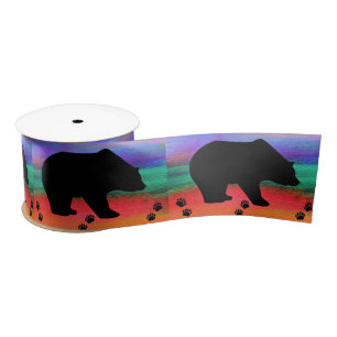Black Bear Silhouette   Satin Ribbon