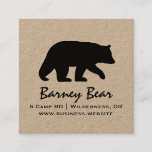 Black Bear Silhouette   Simple Wildlife Graphic Square Business Card
