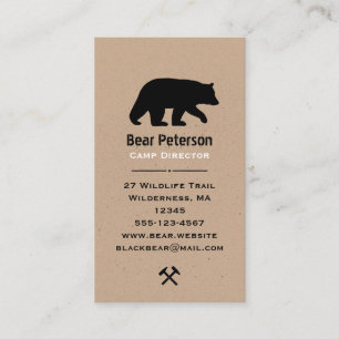 Black Bear Silhouette   Simple Wildlife Outdoors Business Card