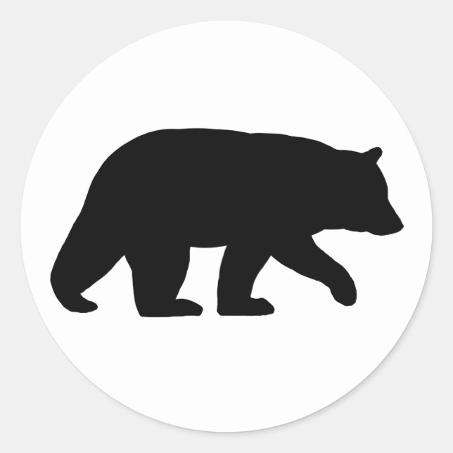 Black Bear Silhouette | Wild Animal Wildlife Classic Round Sticker (Front)