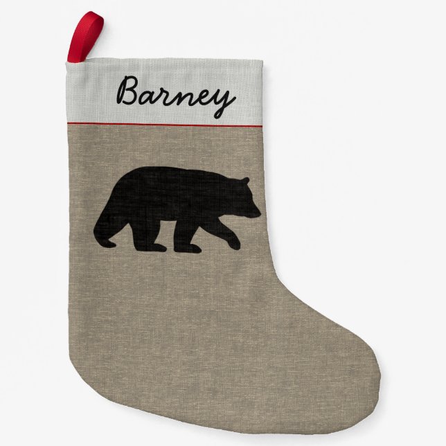 Black Bear Silhouette Wilderness Wildlife County Small Christmas Stocking (Front)