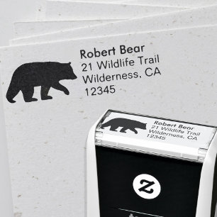 Black Bear Silhouette Wildlife Return Address Self-inking Stamp