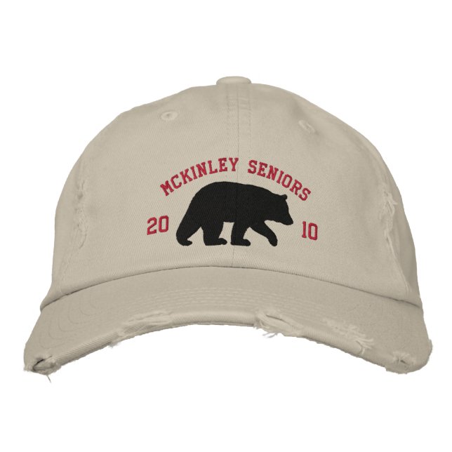 Black Bear Silhouette with Customisable Text Embroidered Hat (Front)