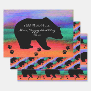 Black Bear Silhouette   Wrapping Paper Sheet